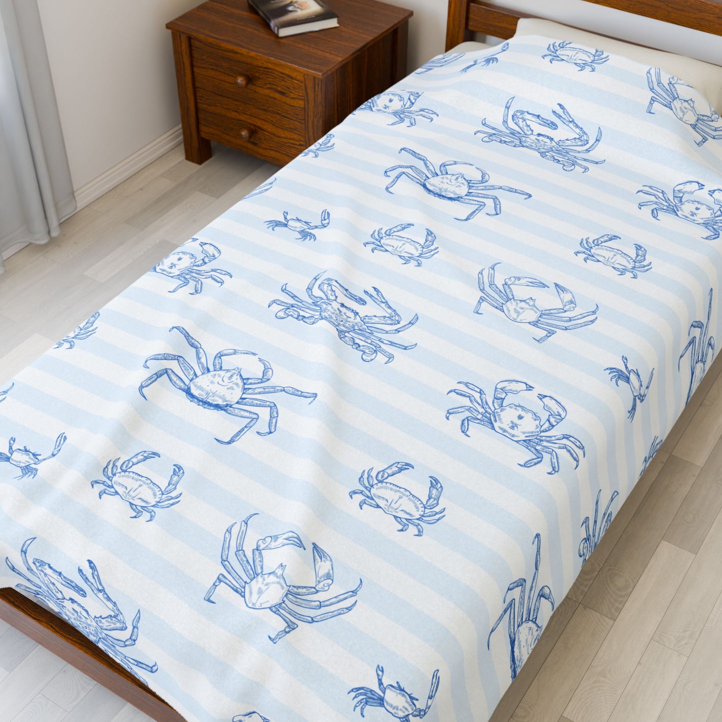 Cozy Crab Velveteen Plush Blanket | Nautical Decor, Beach Gift, Home Comfort, Kids Room, Ocean Vibe