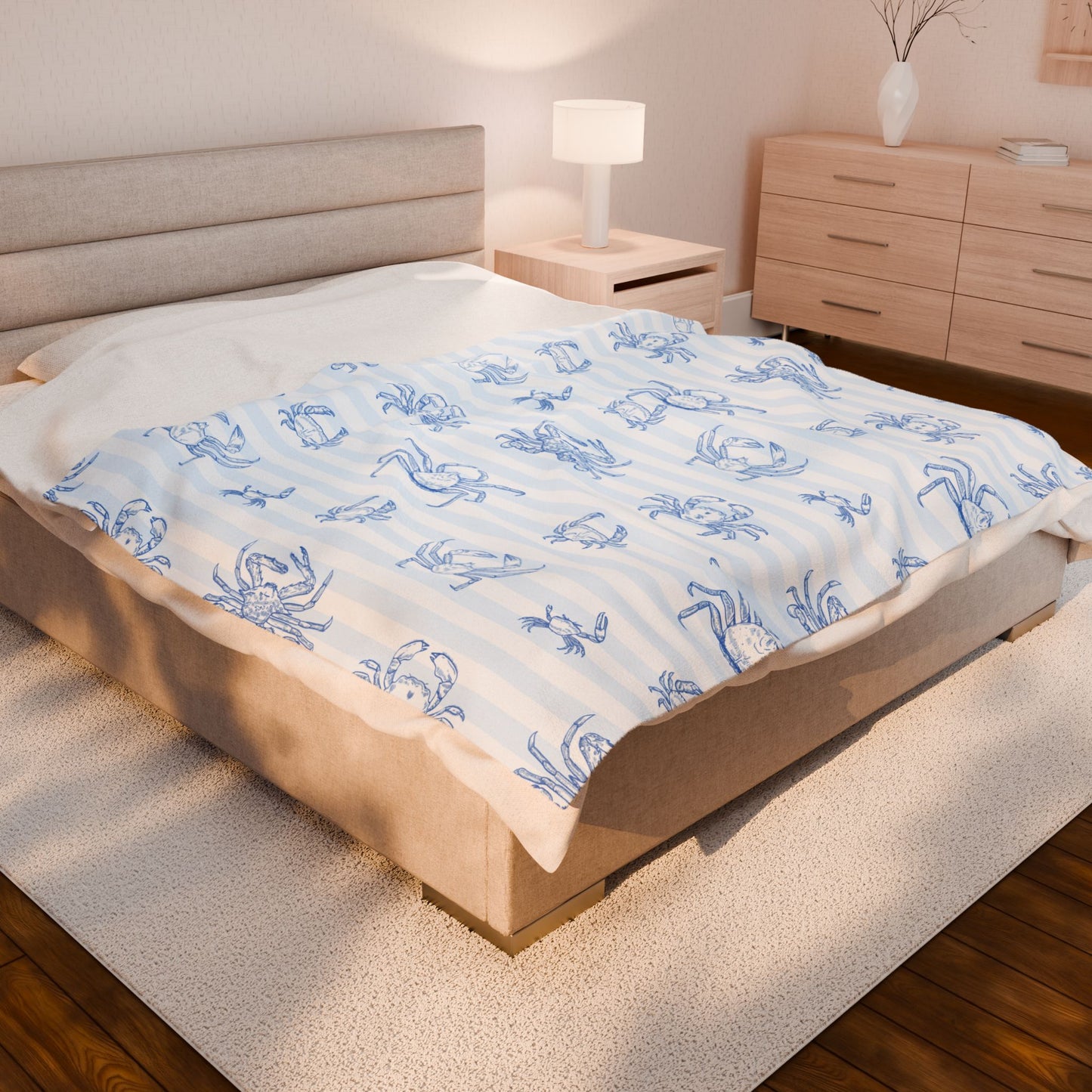 Cozy Crab Velveteen Plush Blanket | Nautical Decor, Beach Gift, Home Comfort, Kids Room, Ocean Vibe