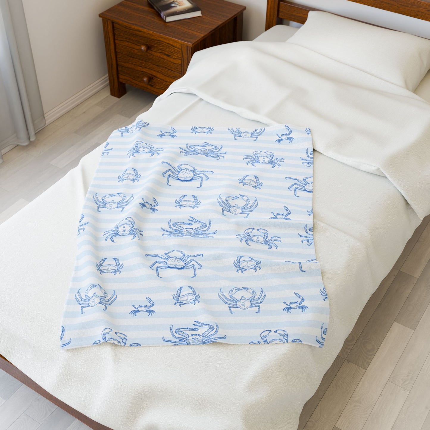 Cozy Crab Velveteen Plush Blanket | Nautical Decor, Beach Gift, Home Comfort, Kids Room, Ocean Vibe