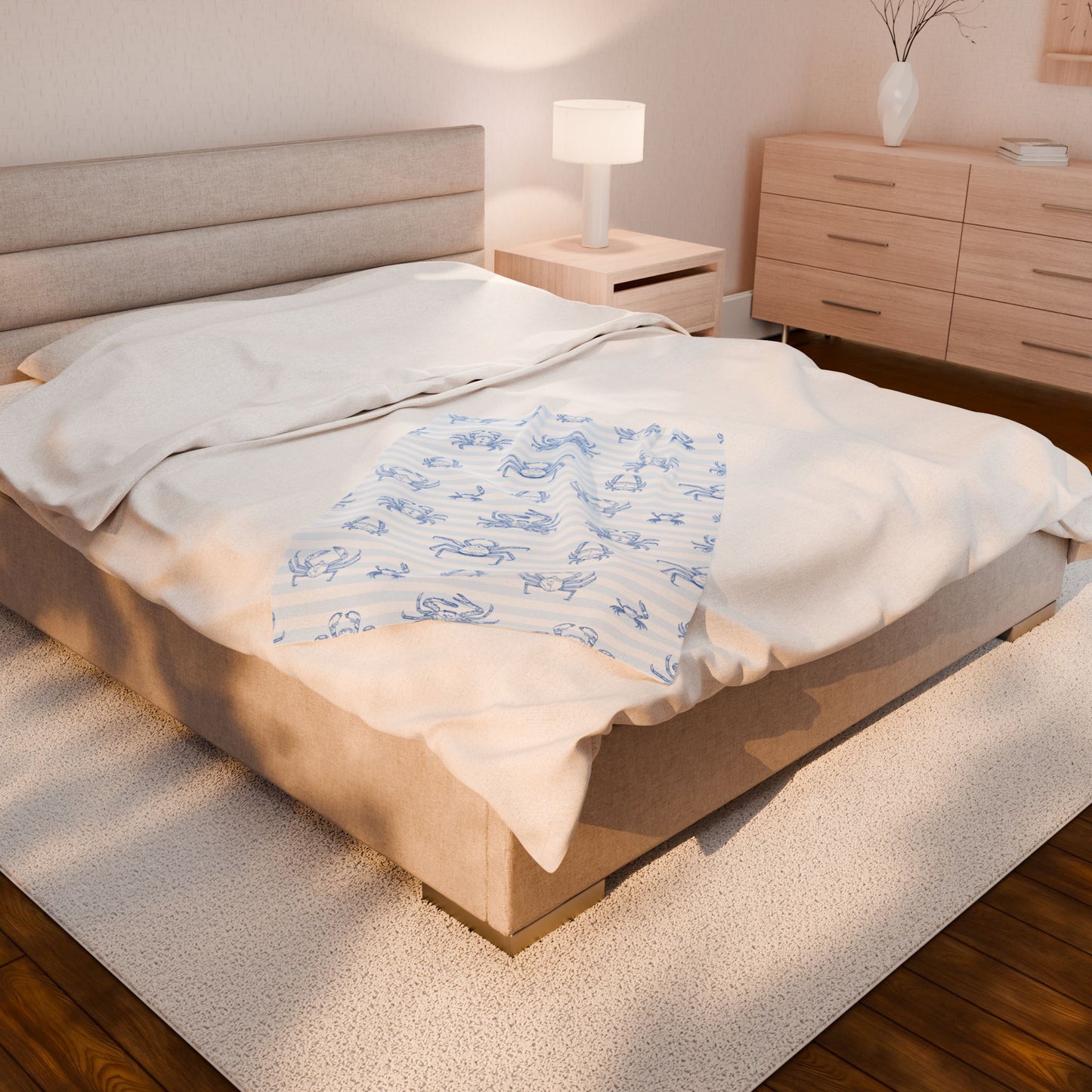 Cozy Crab Velveteen Plush Blanket | Nautical Decor, Beach Gift, Home Comfort, Kids Room, Ocean Vibe