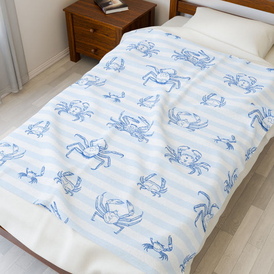 Cozy Crab Velveteen Plush Blanket | Nautical Decor, Beach Gift, Home Comfort, Kids Room, Ocean Vibe